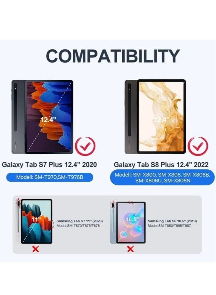 MUNTAQI Galaxy Tab S8 Plus/ S7 Plus Keyboard Case, Wireless Detachable - Image 2