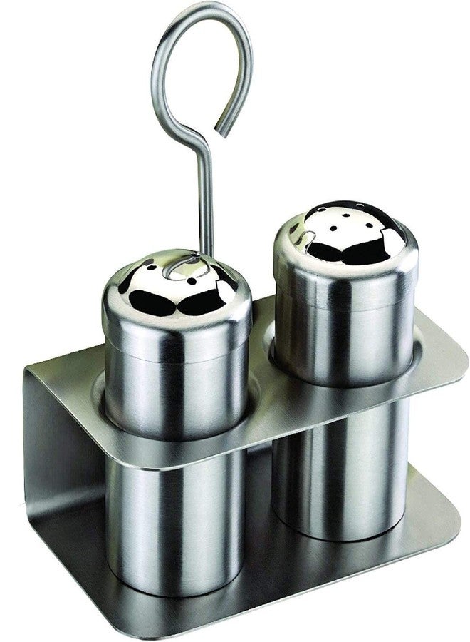 NOHUNT Stainless Steel Salt & Pepper Shakers/Masala Dabbi with Stand/Salt and Pepper Set for Dining Table Teel Dispenser with Stand - Image 3
