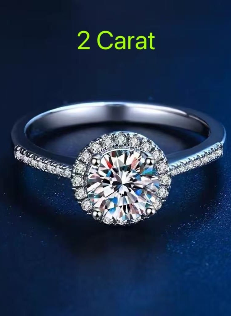 Field 2 Carat Moissanite Engagement Ring for Women, S925 Sterling Silver Platinum Plated Solitaire Promise Ring with Gift Box – Elegant Jewelry for Proposal, Wedding, or Anniversary Gift - Image 1