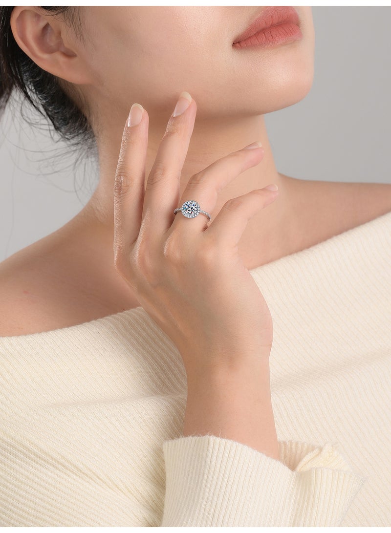 Field 2 Carat Moissanite Engagement Ring for Women, S925 Sterling Silver Platinum Plated Solitaire Promise Ring with Gift Box – Elegant Jewelry for Proposal, Wedding, or Anniversary Gift - Image 5