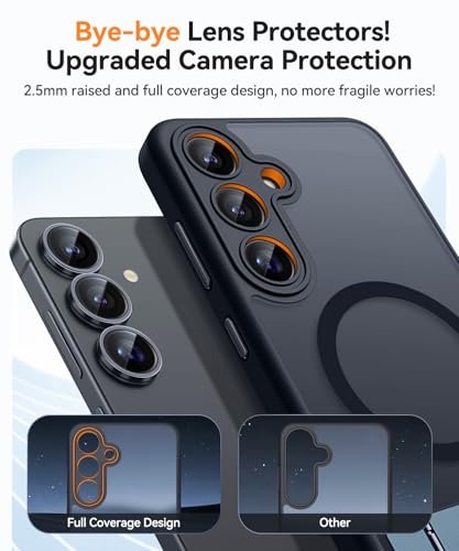 CANSHN Strong Magnetic Seamless Stand Designed for Samsung Galaxy S25 Plus Case 2025 Adjustable Kickstand Compatible with Magsafe Translucent Matte Back Black - Image 3