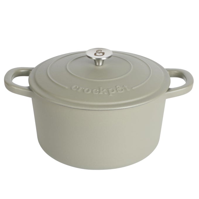 CROCK POT ARTISAN 7QUART ROUND EUROPEAN ENAMELED CAST IRON DUTCH OVEN POT WITH LID MATTE GREEN