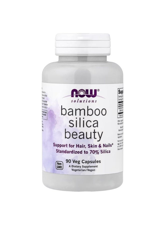 NOW Foods, Solutions, Bamboo Silica Beauty, 90 Veg Capsules (380 mg per Capsule) - Image 1