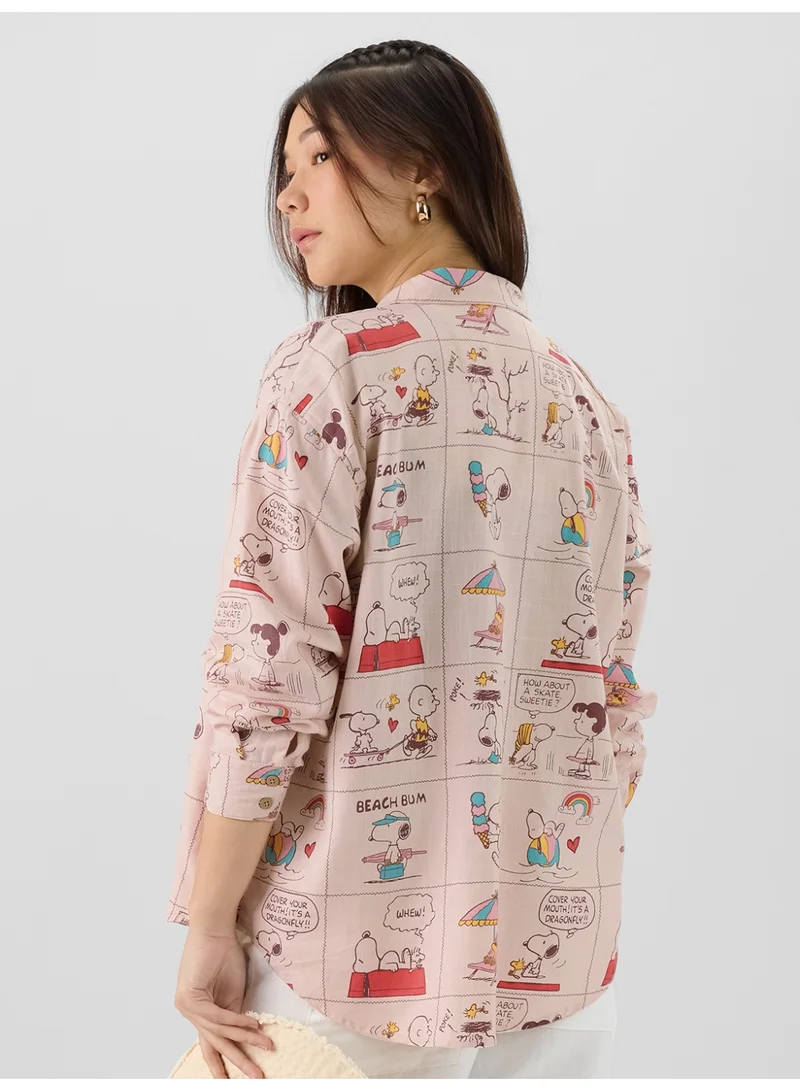 The Souled Store  The Souled Store Women Peanuts Light Pink Graphic Printed Oversized Shirts for Women | Best Price UAE