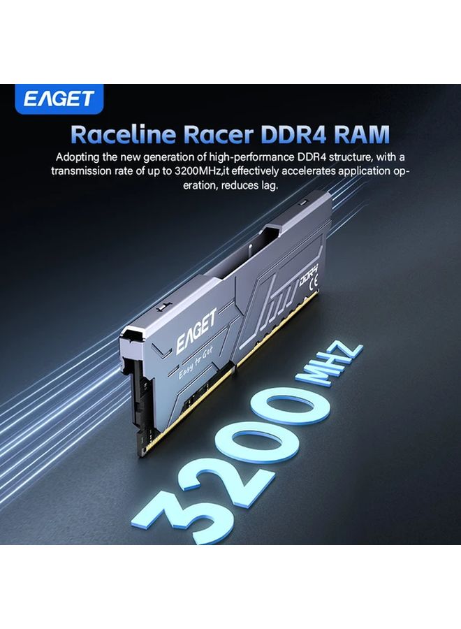 Eagert Gray 8GB DDR4 3200Mhz ذاكرة الوصول العشوائي لسطح المكتب مع غطاء تبريد للألعاب - Image 5