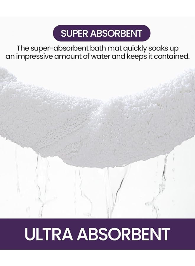 سجادة حمام فائقة الامتصاص وناعمة وقابلة للغسل ومضادة للانزلاق لأرضية الحمام وحوض الاستحمام وغرفة الاستحمام 20 بوصة × 32 بوصة بيضاء - Image 4