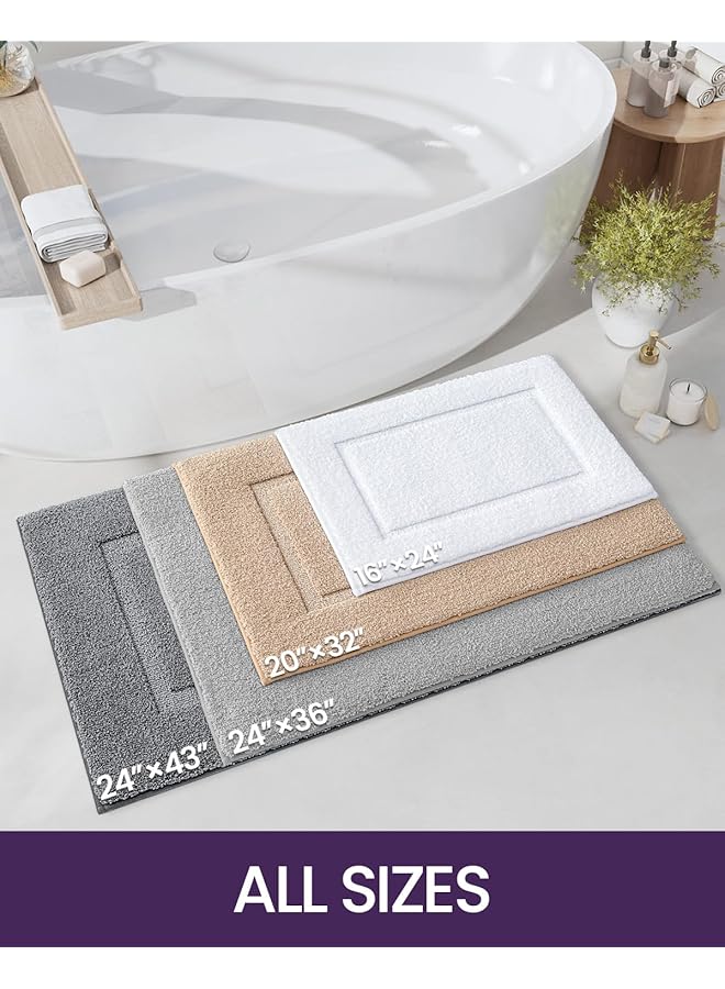 سجادة حمام فائقة الامتصاص وناعمة وقابلة للغسل ومضادة للانزلاق لأرضية الحمام وحوض الاستحمام وغرفة الاستحمام 20 بوصة × 32 بوصة بيضاء - Image 2