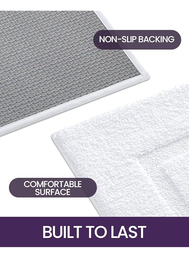 سجادة حمام فائقة الامتصاص وناعمة وقابلة للغسل ومضادة للانزلاق لأرضية الحمام وحوض الاستحمام وغرفة الاستحمام 20 بوصة × 32 بوصة بيضاء - Image 5