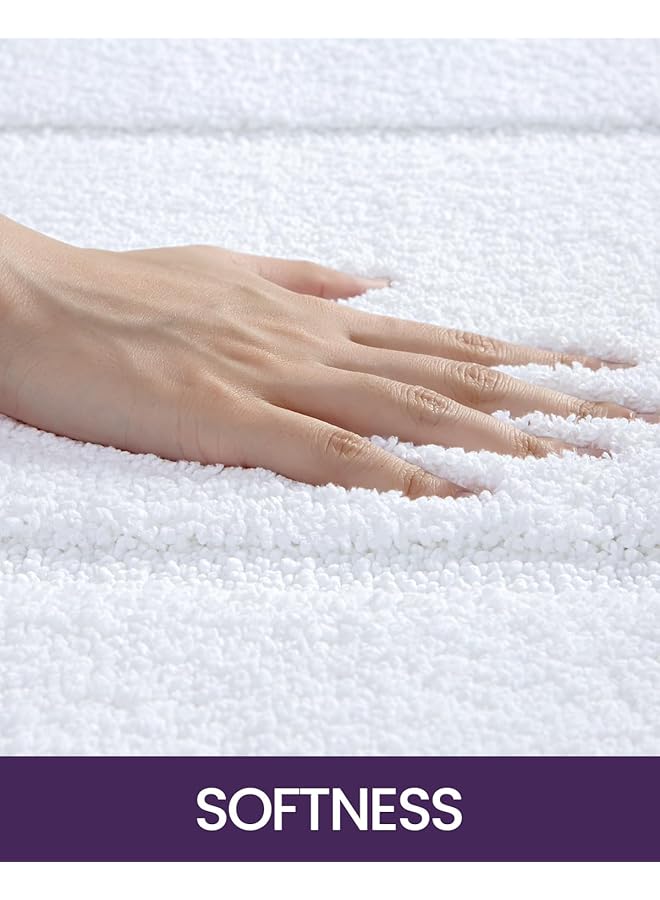 سجادة حمام فائقة الامتصاص وناعمة وقابلة للغسل ومضادة للانزلاق لأرضية الحمام وحوض الاستحمام وغرفة الاستحمام 20 بوصة × 32 بوصة بيضاء - Image 3