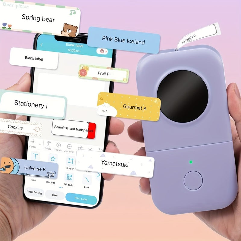 طابعة فوميمو الأرجوانية الصغيرة للملصقات طابعة حرارية محمولة للمكتب المنزلي متوافقة مع iOS وأندرويد - Image 3
