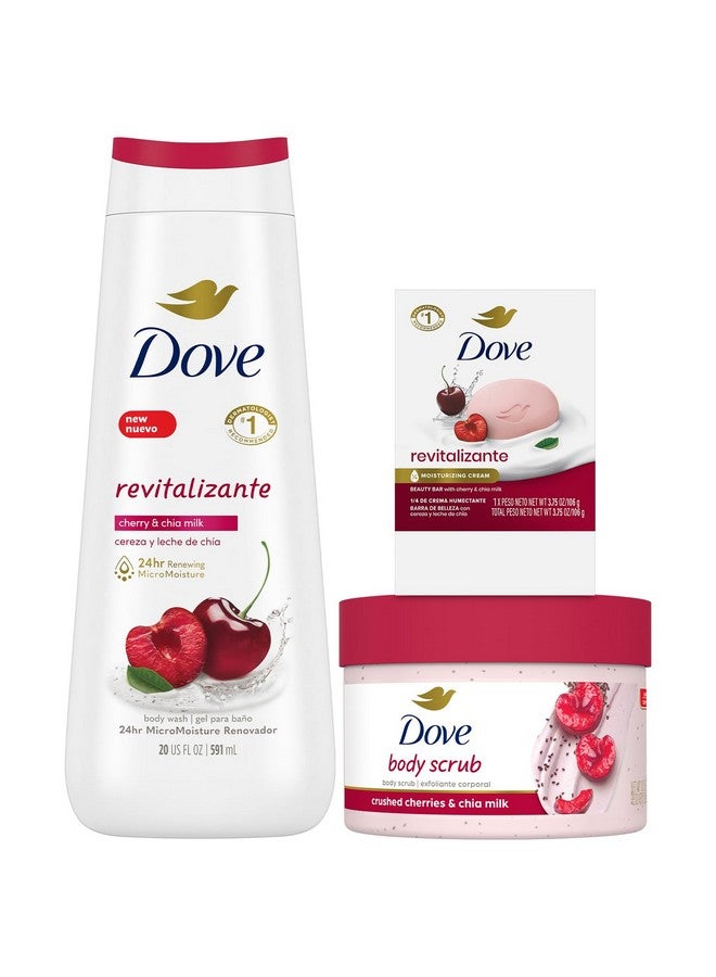 دوف مجموعة هدايا دوف المُنعشة بالكرز - غسول للجسم بحليب الكرز والشيا، مُقشّر للجسم، وصابون (مجموعة من 3 قطع) - Image 2