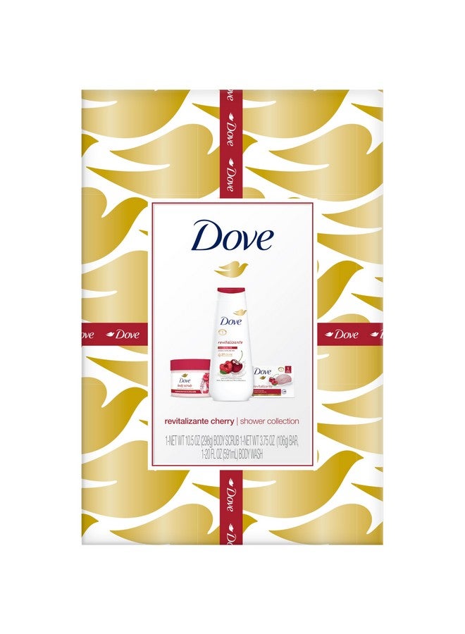 دوف مجموعة هدايا دوف المُنعشة بالكرز - غسول للجسم بحليب الكرز والشيا، مُقشّر للجسم، وصابون (مجموعة من 3 قطع) - Image 1