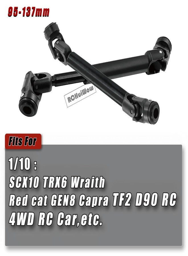 RCHuiWow Universal Drive Shaft(95-137MM) Upgrades Part for 1/10 SCX10 II Red cat D90 Gen7/Pro GEN8 RC 4WD,Harden Steel #45 RC Driveshafts,2PCS,Black - Image 2