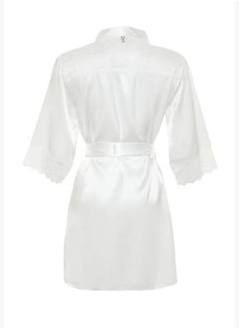 trendyol Ecru Lace Detailed Satin Dressing Gown THMSS21SB0001