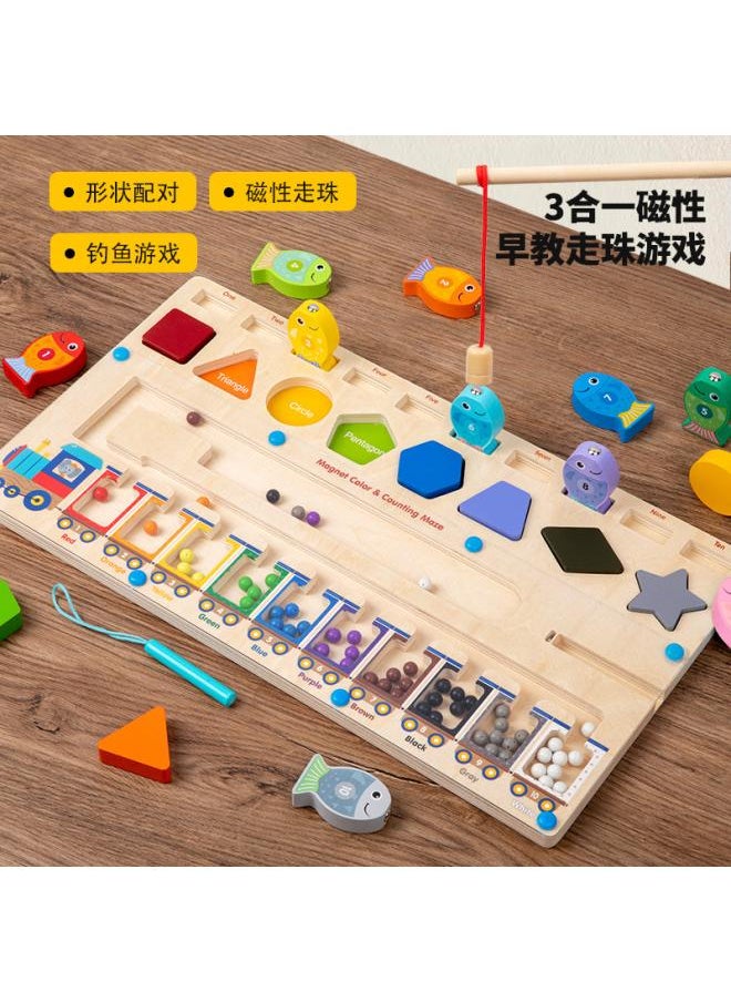 New Children's Wooden Color Classification Magnetic Counting Bead Shifting Magnetic Pen Early Education Educational Toys 