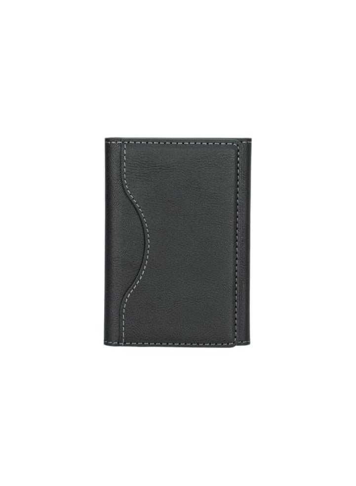 Wallet for Men and Women | Slim Bifold Credit Card Holder Wallet | Men's Business Card Case | Genuine Leather Front Pocket wallet with (Black)  - Image 1