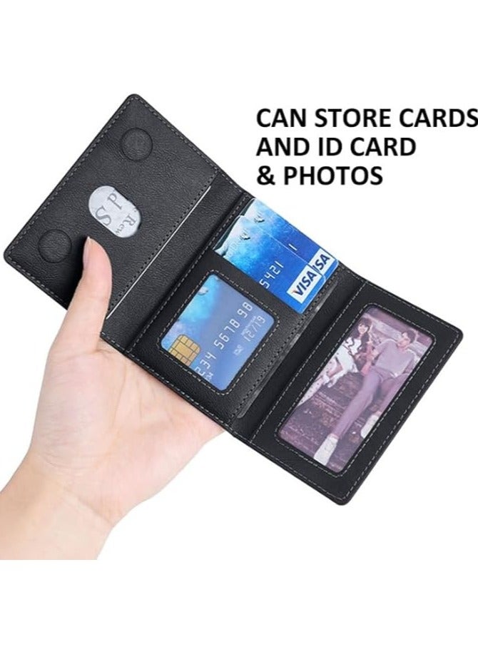 Wallet for Men and Women | Slim Bifold Credit Card Holder Wallet | Men's Business Card Case | Genuine Leather Front Pocket wallet with (Black)  - Image 3