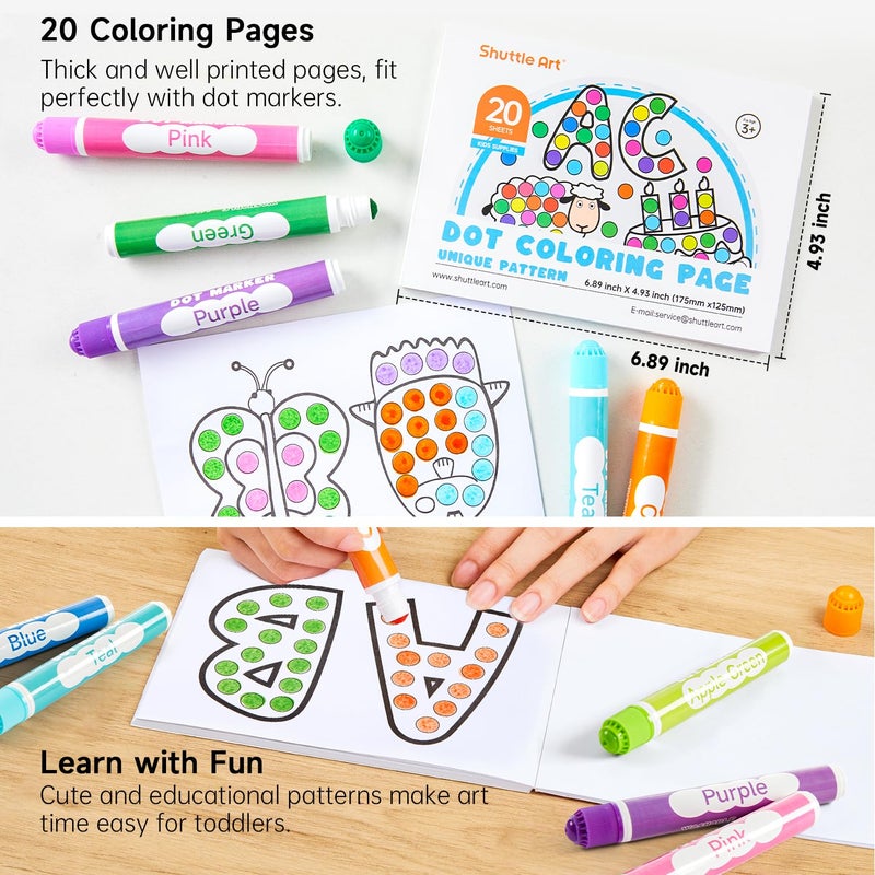 Shuttle Art أقلام التحديد من شاتل آرت، 40 لون قابل للغسل للأطفال مع كتاب نشاط مجاني، أدوات بنغو للأطفال في مرحلة ما قبل المدرسة، غير سامة وقائمة على الماء - Image 5