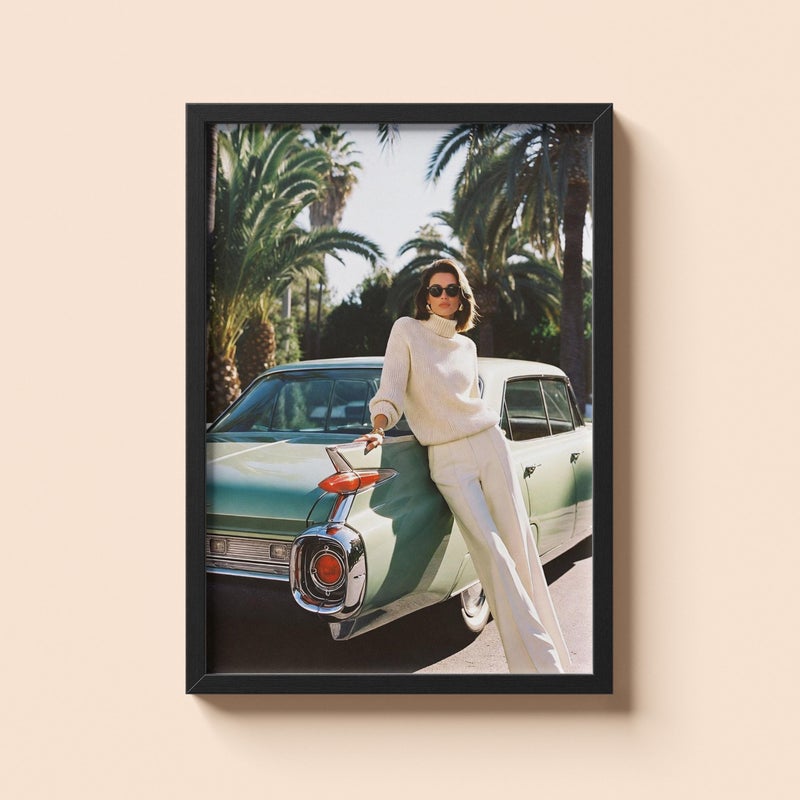 TNESSENTIAL Cadillac Palm Springs Print – Old Money Vintage American Car Poster | Classic 1960s Wall Art - Image 1