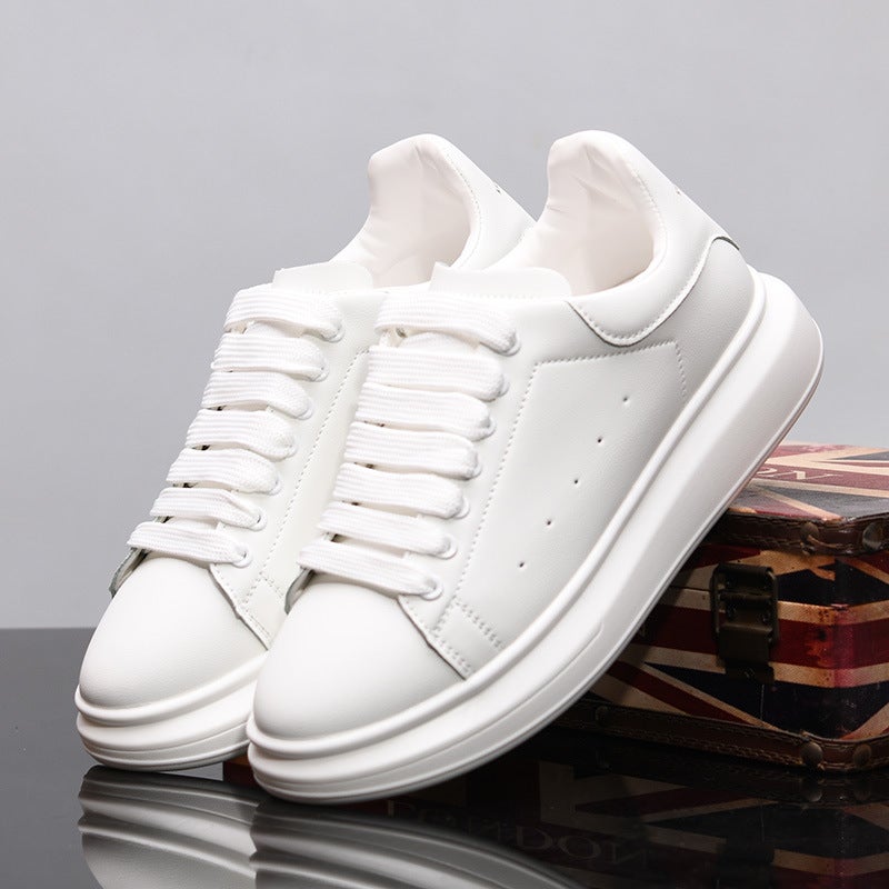 Men'S Shoes Spring Genuine Leather White Shoes Korean Style All-Match Korean Style Thick-Soled Heightened Casual Shoes Couple Skate Shoes Ky912 - Image 5