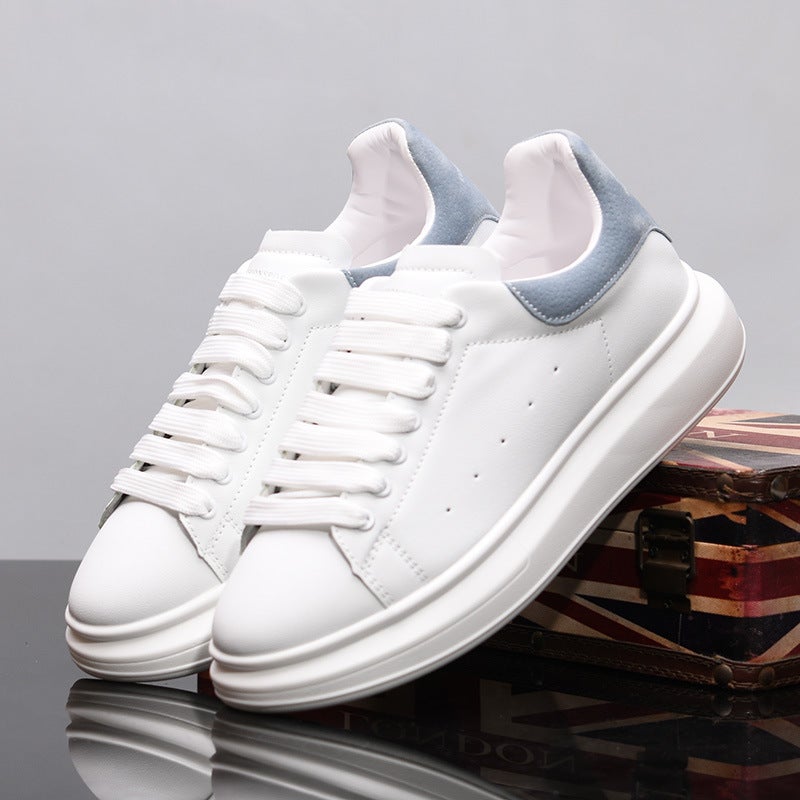 Men'S Shoes Spring Genuine Leather White Shoes Korean Style All-Match Korean Style Thick-Soled Heightened Casual Shoes Couple Skate Shoes Ky912 - Image 4