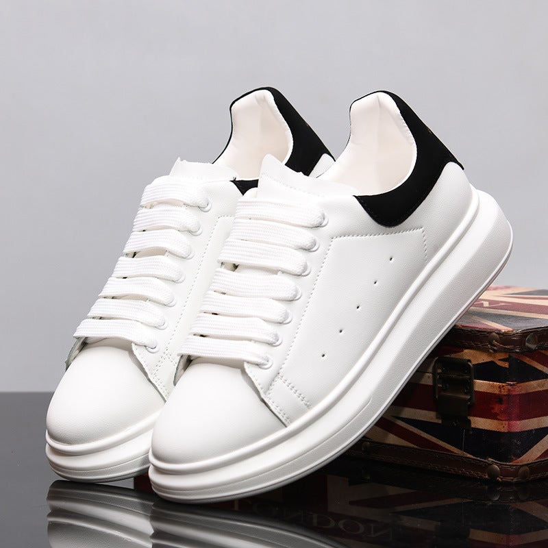 Men'S Shoes Spring Genuine Leather White Shoes Korean Style All-Match Korean Style Thick-Soled Heightened Casual Shoes Couple Skate Shoes Ky912 - Image 3