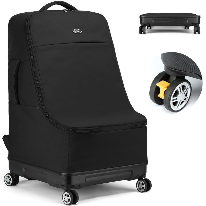 TUGUAN Travel Bag for Air Travel with Spinner Wheels, Infant Car Seat Bags with Hard Bottom, Padded Car Seat Backpack, Large Storage Bag for Airport Check, Black - Image 1