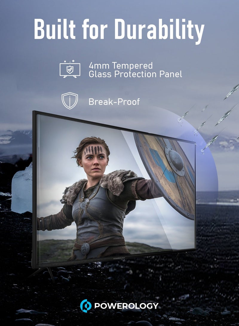 باورولوجي تلفزيون ذكيFHD 4K بحجم 55 بوصة مع شاشة مضادة للكسر بنظام أندرويد وحافة رقيقة جدًا وزجاج مقوى من الدرجة الجوية، واي فاي، بلوتوث، مكبر صوت 10 واط، أندرويد 11، تطبيقات أندرويد للألعاب والبث، بث الأقمار الصناعية الرقمي، عرض UHD كامل الزوايا بدقة 4K، تلفزيون ذكي بدقة عالية للترفيه المنزلي - Image 2