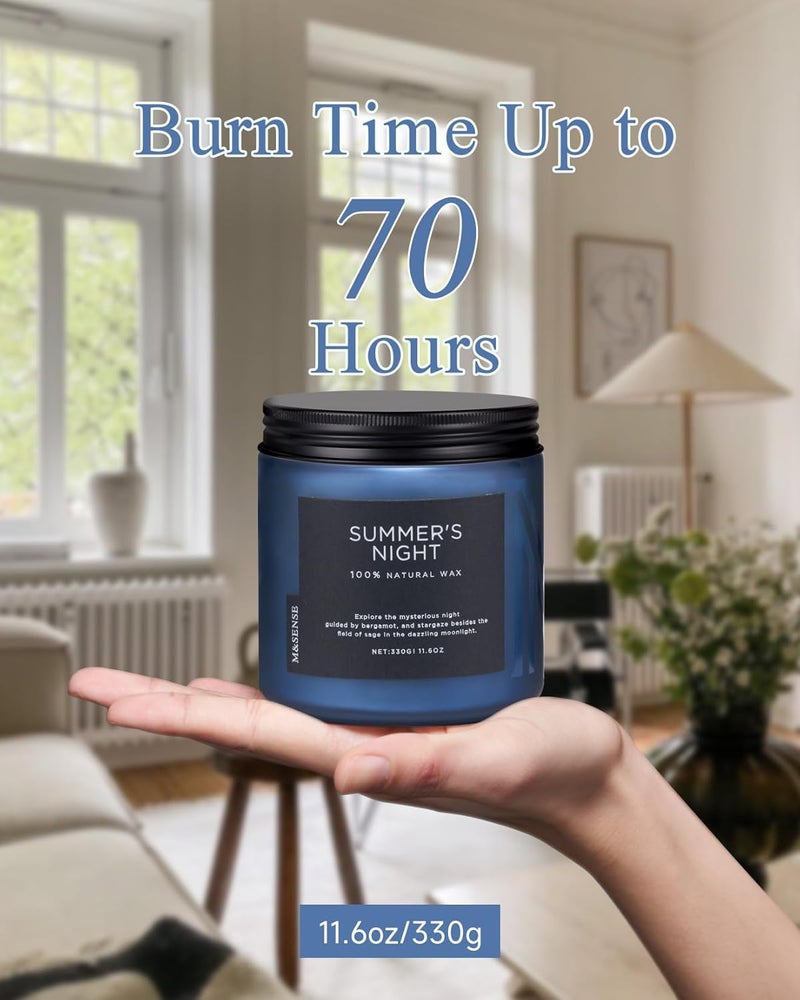 M&SENSE Summer's Night Scented Candle, 11.6oz Natural Soy Jar Candle for Home, Medium 2 Wick Candle Gifts for Men, Up to 70 Hours Burn time, Manly Candles for Bedroom - Image 4