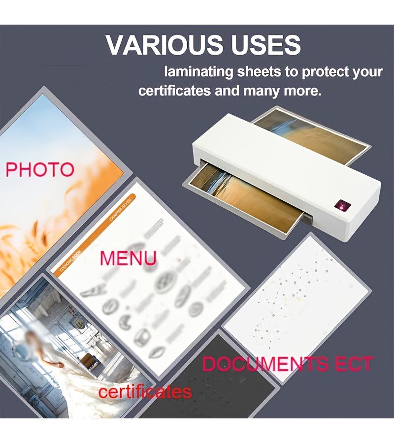 100 Sheets Clear Thermal Laminating Pouches 2.64x3.82 Inch 60Mic - Image 1