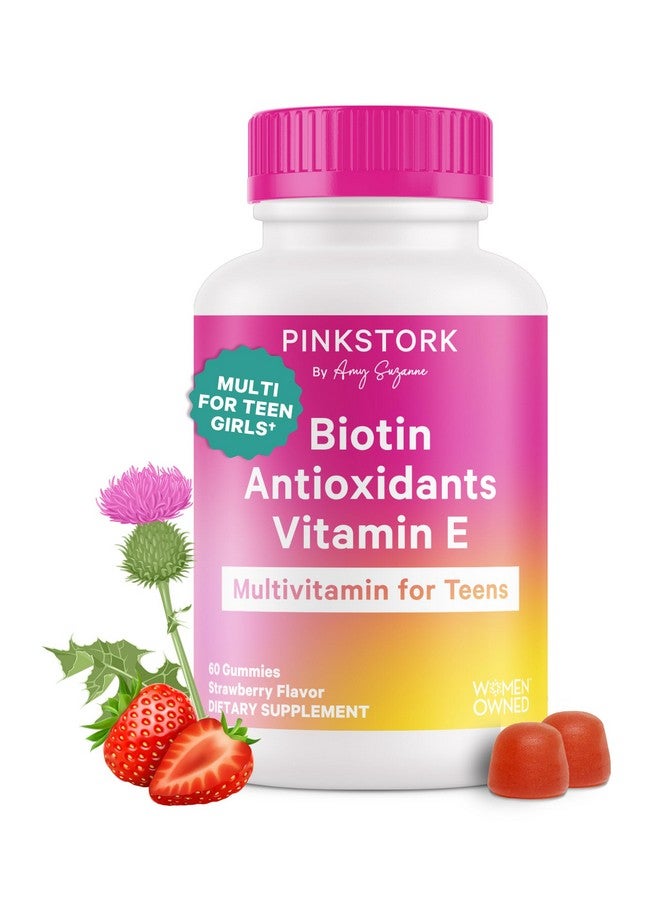 Pink Stork فيتامينات متعددة للشباب من بينك ستورك - البيوتين، مضادات الأكسدة، فيتامين E - فيتامينات + مغذيات مدروسة سريرياً للشباب - شعر جميل، بشرة متألقة، أظافر قوية، + دعم المناعة - 60 حبة جيلاتينية بنكهة التوت - Image 1