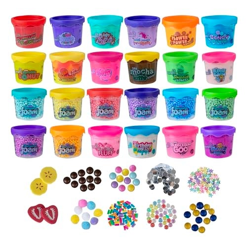 The Orb Factory 24 Pack ORB Goat Super Creator Slime Kit 24 Uniquely Themed Stretchy Slimes and 10 MixIns Scented Foam Slimy Fluffy and Butter Slime Textures Fun Party Favors and Gifts for Kids and Adults - Image 1
