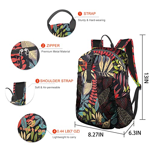 sinotron 22L Lightweight Packable Hiking Backpack, Small Hiking Backpack Day Pack for Women Men Travel Camping Vacation, Red Leaf - Image 2