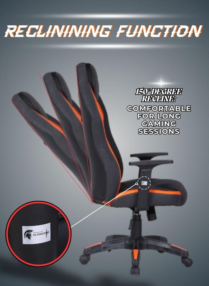 Gladiator Gladiator Pro Racing Style Gaming Chair with Premium PU Leather Ergonmic Cushion and Adjustable Reclining Backrest for Ultimate Gaming Comfort 128.5 x 65.5cm  - Image 3