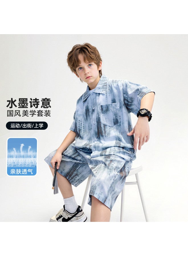 Bumblebee Boys' Shirt Set Summer Chinese Style 2025 New Ancient Style Handsome Kids Hanfu For Boys Big Boys - Image 2