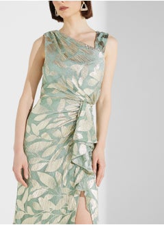 Adrianna Papell Foil Asymmetric Gown  - Image 3