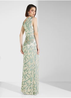 Adrianna Papell Foil Asymmetric Gown  - Image 2