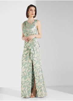 Adrianna Papell Foil Asymmetric Gown  - Image 4