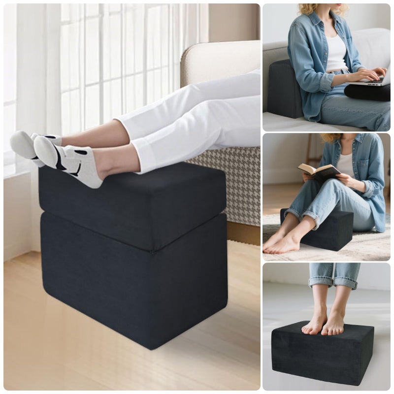 Drounphi Adjustable Foot Rest for Under Desk at Work - 3-in-1 Ergonomic Foot Stool with Zipper Connection, 6.3"/11.8"/16" Height Adjustable for Office, Home & Gaming (Black) - Image 5