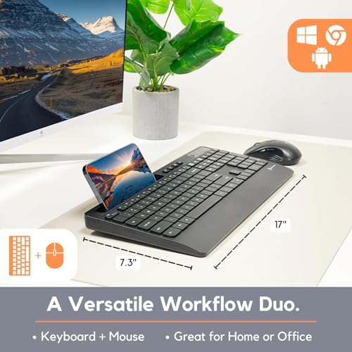 X9 Performance X9 Wireless USB-C Keyboard and Mouse Combo - Dual Port Compatibility (USB C + A) - Versatile Mouse Keyboard Combo Wireless w/ 8" Phone Stand and 113 Keys - Image 4