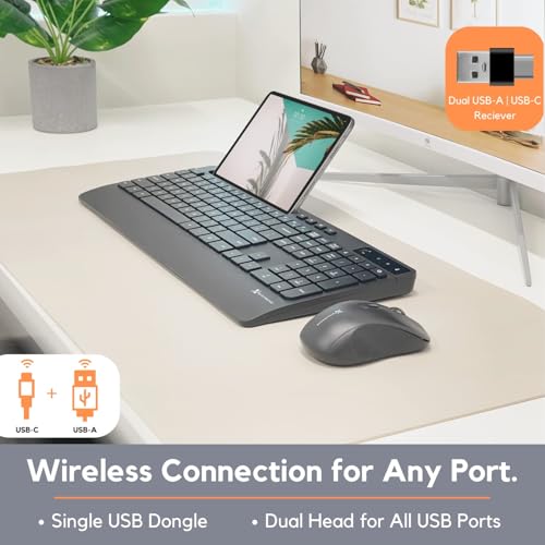 X9 Performance X9 Wireless USB-C Keyboard and Mouse Combo - Dual Port Compatibility (USB C + A) - Versatile Mouse Keyboard Combo Wireless w/ 8" Phone Stand and 113 Keys - Image 3
