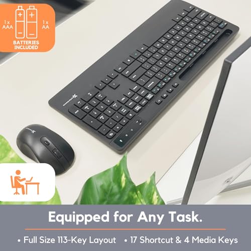 X9 Performance X9 Wireless USB-C Keyboard and Mouse Combo - Dual Port Compatibility (USB C + A) - Versatile Mouse Keyboard Combo Wireless w/ 8" Phone Stand and 113 Keys - Image 5