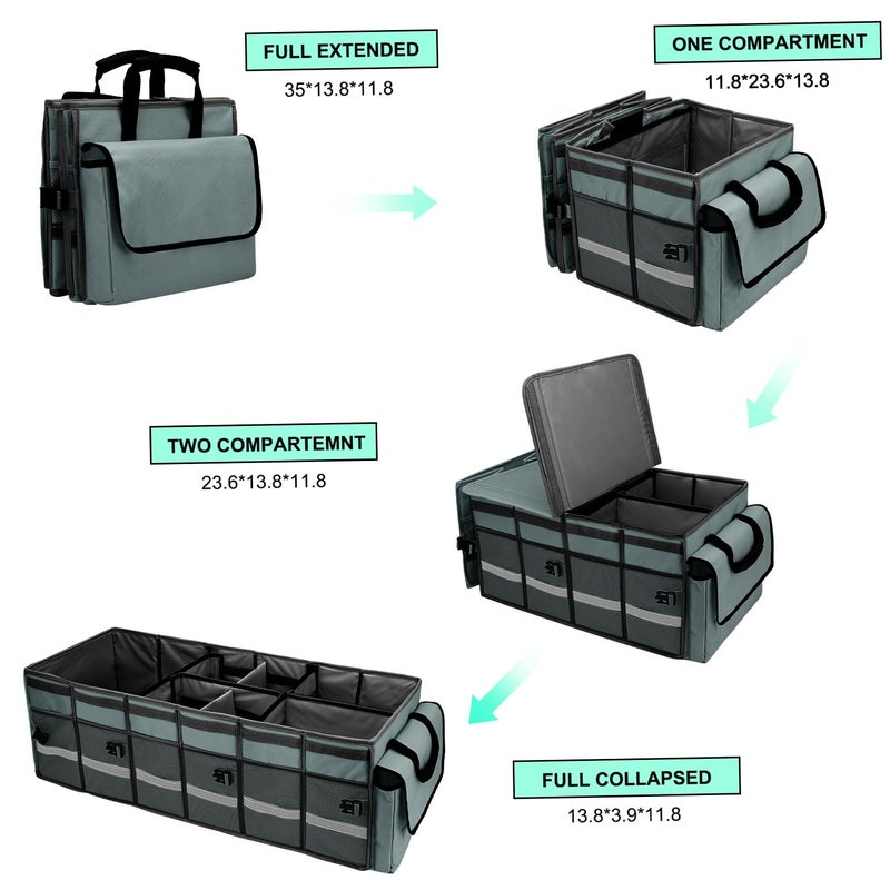 GDNasist Car Trunk Organizer and Storage with Removable Leakproof Cooler Bag, 6 Removable Dividers for Custom Space, Collapsible Trunk Storage with Non Slip Bottom, Foldable Cover for SUV, Jeep, MPVs - Image 3