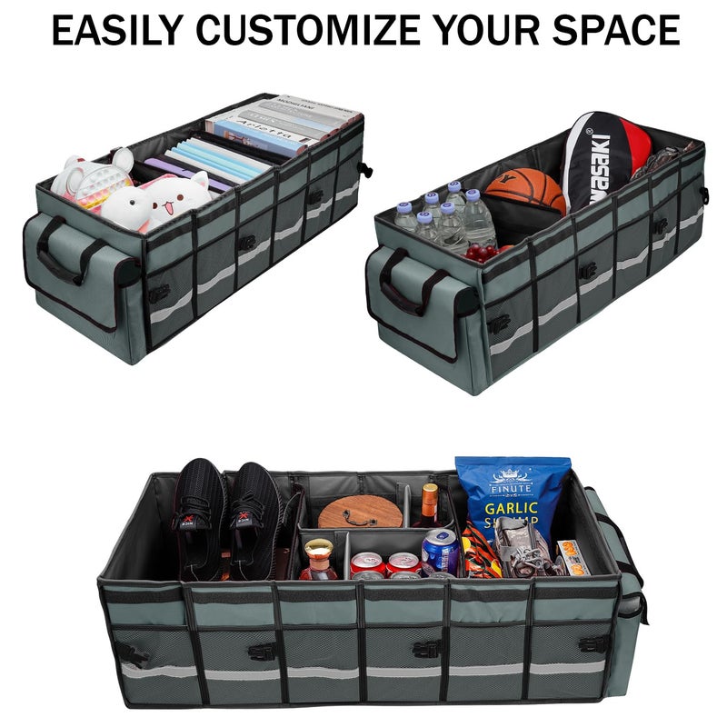GDNasist Car Trunk Organizer and Storage with Removable Leakproof Cooler Bag, 6 Removable Dividers for Custom Space, Collapsible Trunk Storage with Non Slip Bottom, Foldable Cover for SUV, Jeep, MPVs - Image 4