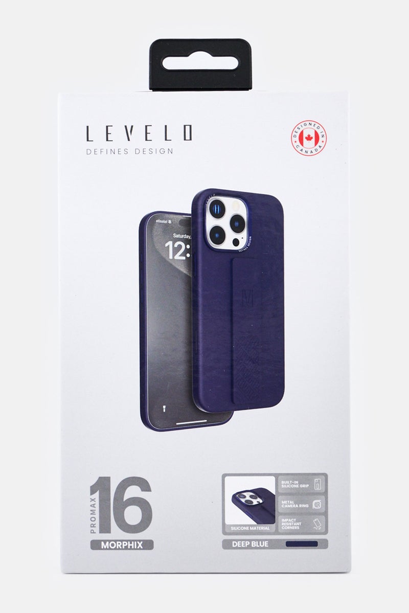 LEVELO iPhone 16 Pro Max Morphix Silicone Case With Grip, Navy - Image 2