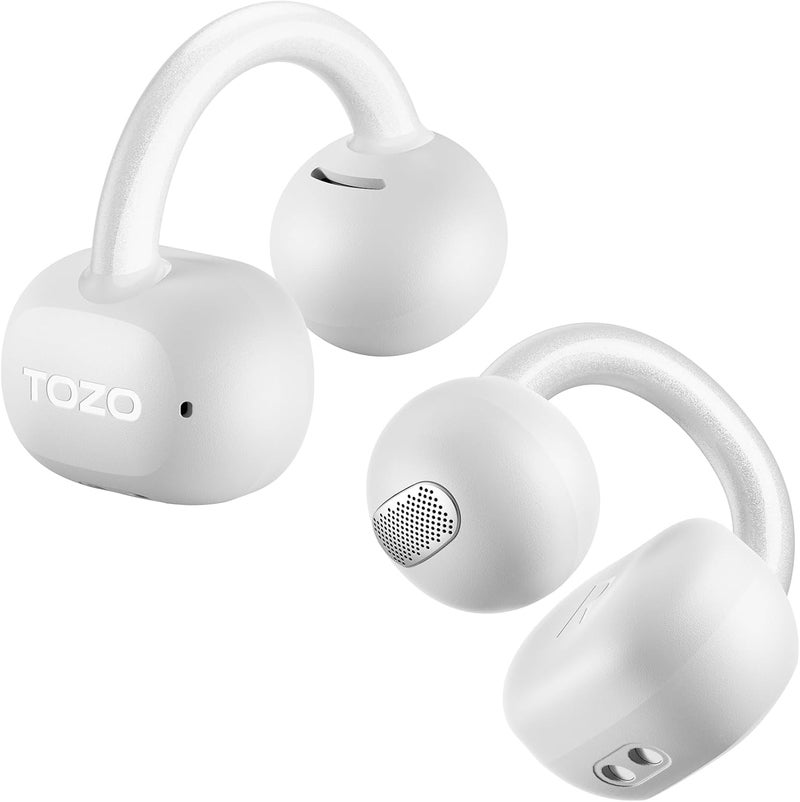 TOZO O2 True Open Ear Wireless Headphones Lightweight with Multi-Angle Adjustment, Bluetooth 5.3 Earbuds with Dual-Axis Design for Long-Lasting Comfort, Crystal-Clear Calls for Driving, White - Image 1
