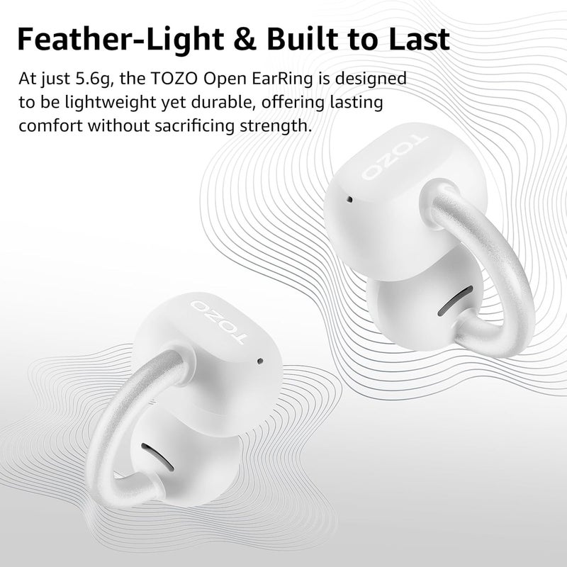 TOZO O2 True Open Ear Wireless Headphones Lightweight with Multi-Angle Adjustment, Bluetooth 5.3 Earbuds with Dual-Axis Design for Long-Lasting Comfort, Crystal-Clear Calls for Driving, White - Image 3