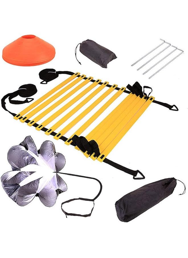 PROMASS Fitness Speed & Agility Training Equipment Kits With Training Cones，Agility Ladder And Resistance Umbrella，Improve Coordination, Speed, Develop Explosive Power, Strength And Better Footwork  - Image 1