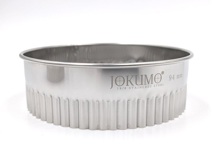 JOKUMO 11 Piece Graduated Sizes Fluted Edge Round Pastry/Cookie Cutter Set Heavy Duty 18/8 304 Stainless Steel – Metal Engrave Size –Tin Storage Box for Scones, Pastries, Baking, Desserts, Muffins, - Image 4