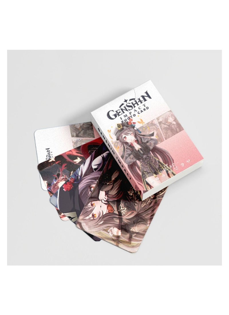 Color Fans 50 Pcs Genshin Impact Hu Tao Cute Anime Photo Lomo Cards  - Image 3